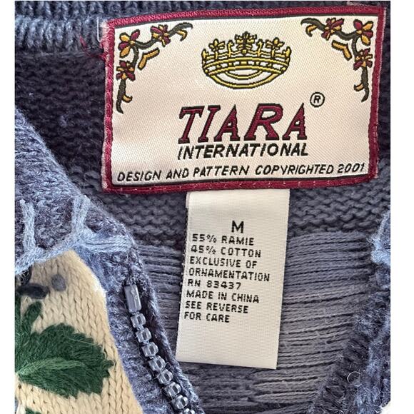Tiara International Blue Winter Frosty Zip Cardigan size Medium - Picture 6 of 12